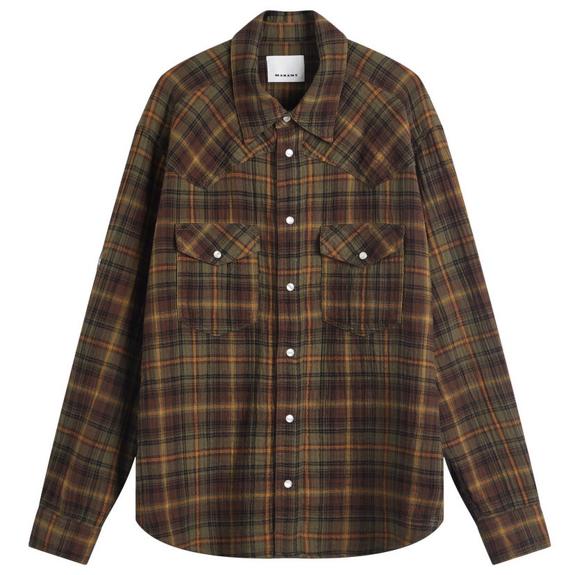 Paita ISABEL MARANT Isabel Marant Panema Plaid Shirt, Size Large Ruskea | 25PCH0225HA-C1I03H-KHBW