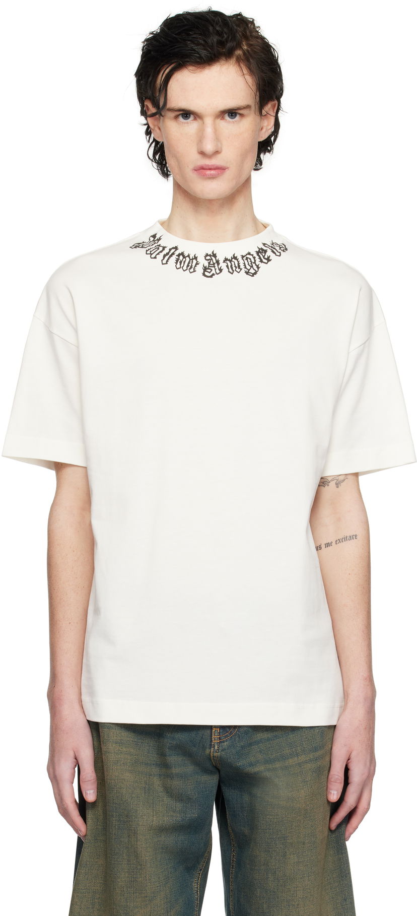 T-paita Palm Angels Flame Logo T-Shirt Valkoinen | PMAA001S25JER0020310