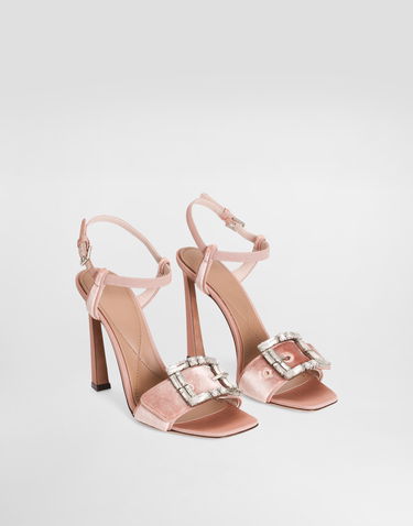 Asusteet Dolce & Gabbana Dolce & Gabbana Velvet Sandals With Crystal Buckle Vaaleanpunainen | CR1792A9S2089077, 1