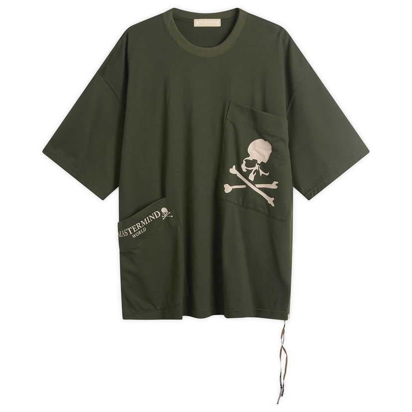 T-paita Mastermind WORLD MASTERMIND WORLD Multi Pocket Skull and Crossbones Short Sleeve T-Shirt Size Large Vihreä | MW25S15-TS025-012OLV