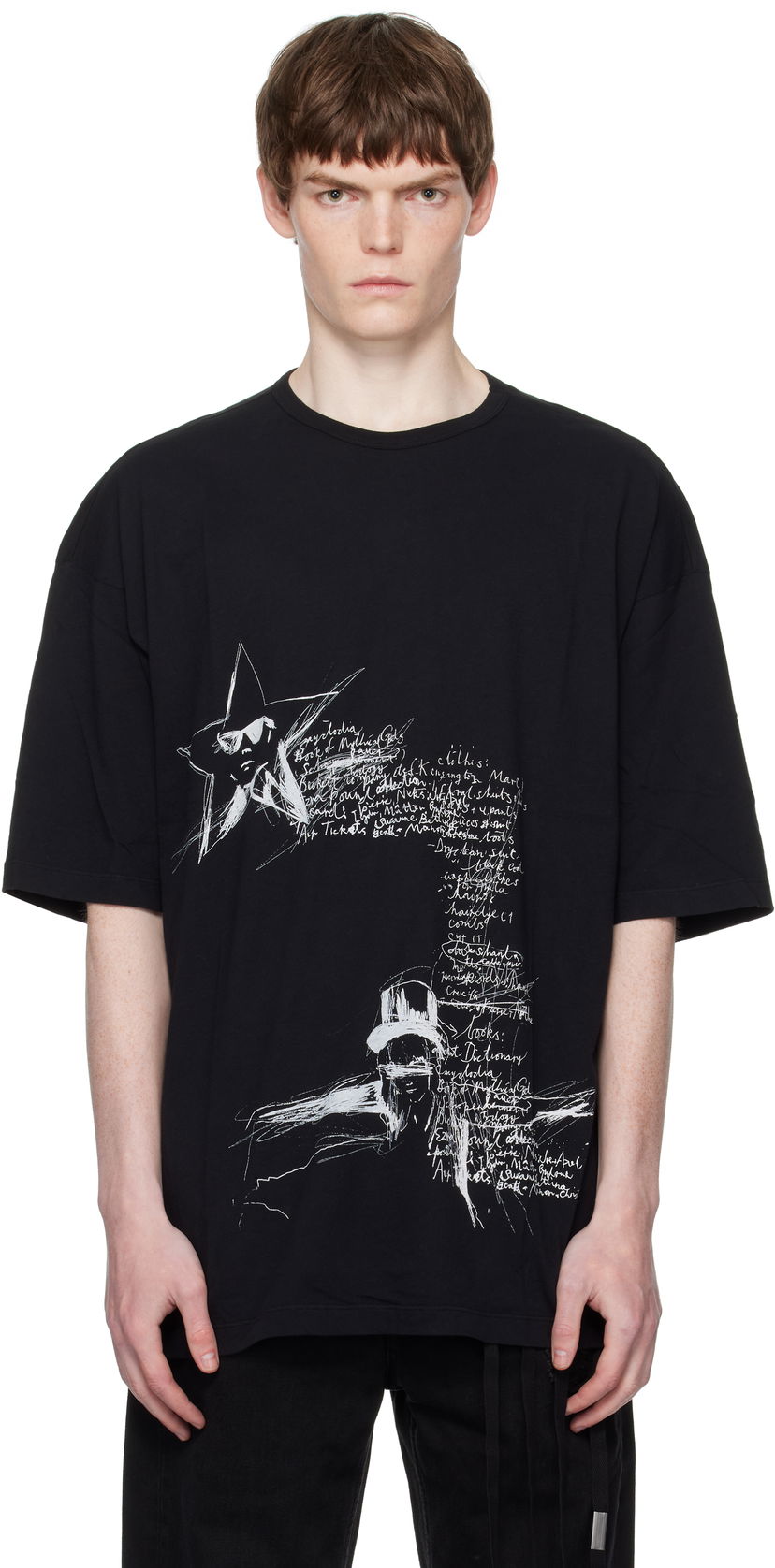 T-paita Ann Demeulemeester Ann Demeulemeester Dieter Sketchbook Graphic T-Shirt Musta | B0012878-FA206-099