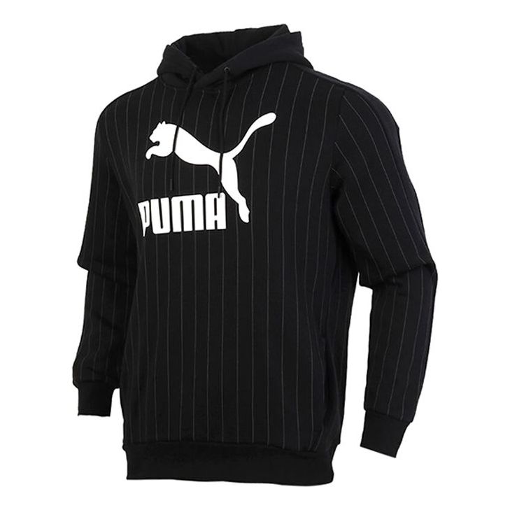 Huppari Puma Pinstripe Pullover Hoodie Musta | 530179-01