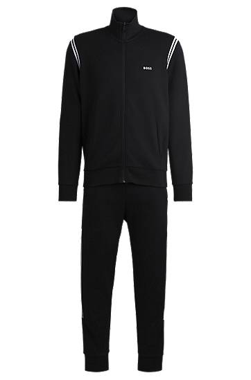 Verryttelypuku BOSS Regular-Fit Tracksuit with Stripe Inserts Musta | 50533738