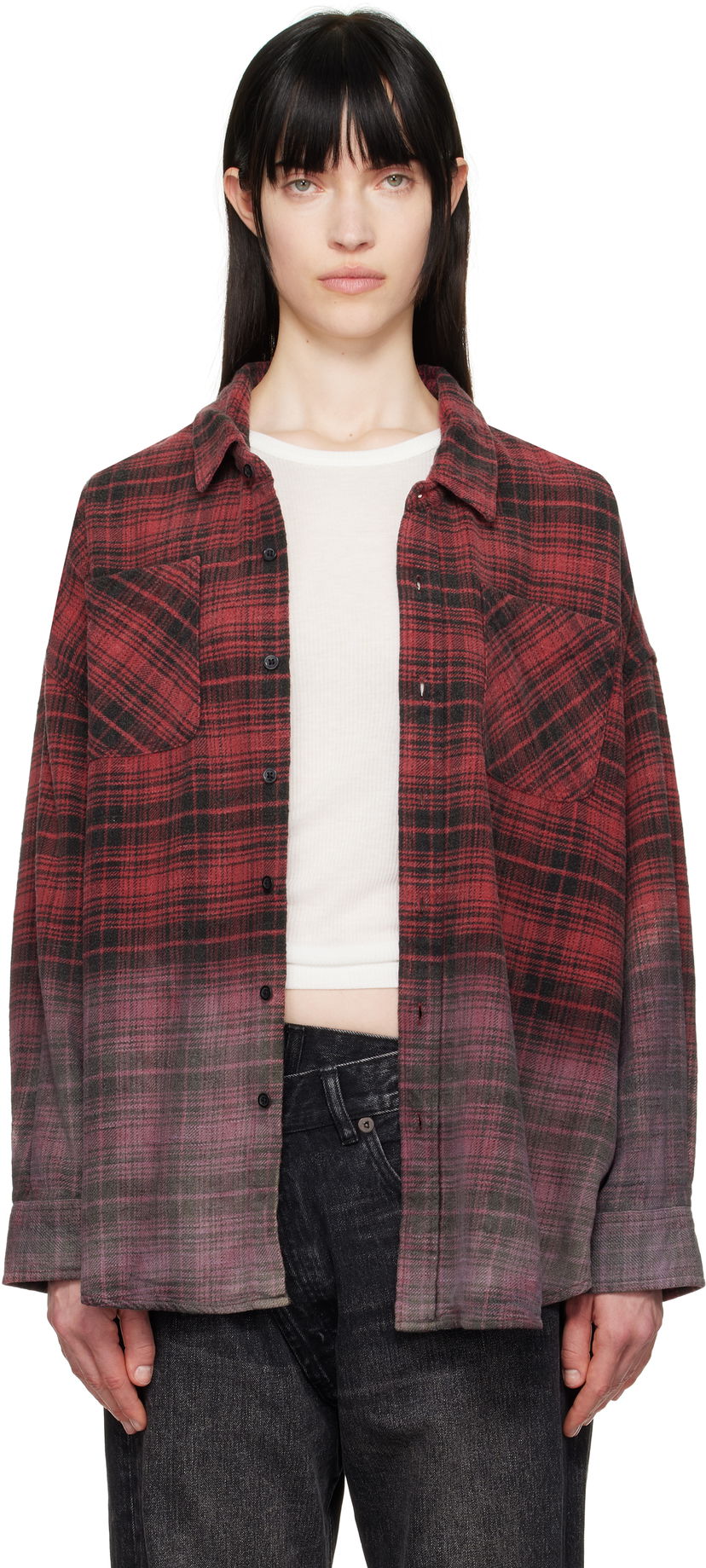 Paita R13 R13 Dip-Dye Plaid Overshirt Punainen | R13WR015-R460B