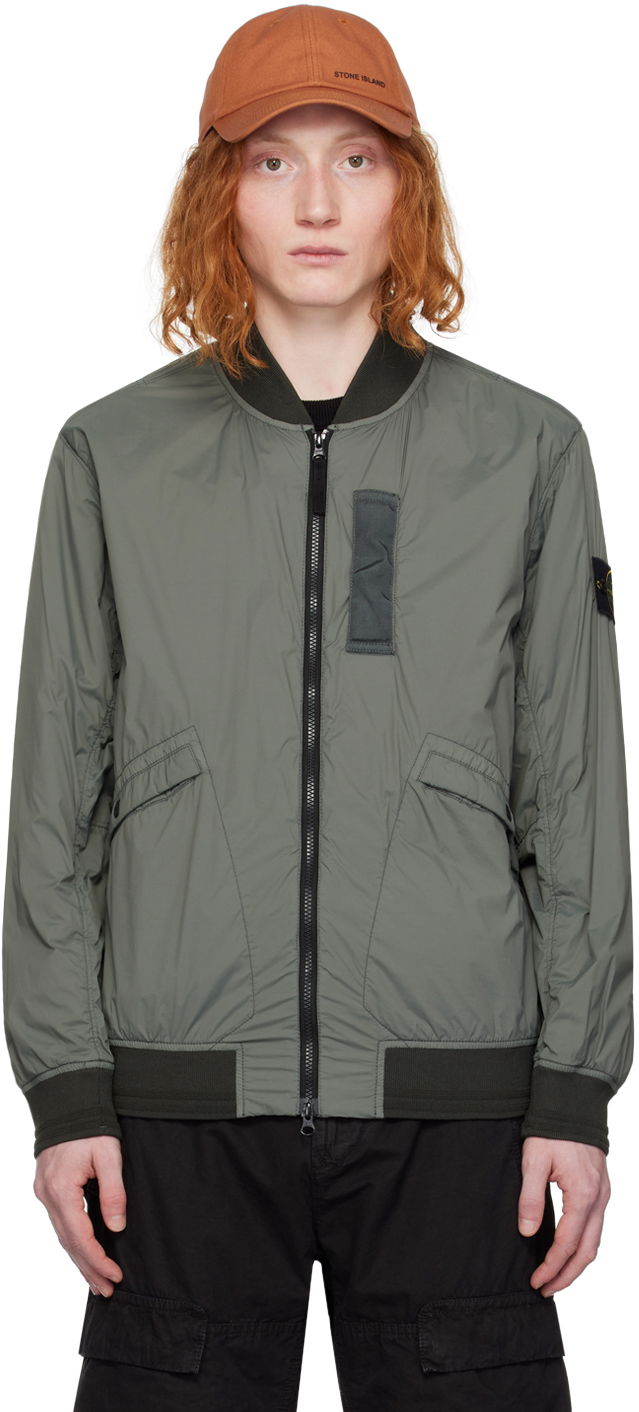Bomber-takki Stone Island Garment-Dyed Bomber Jacket Harmaa | 801540525