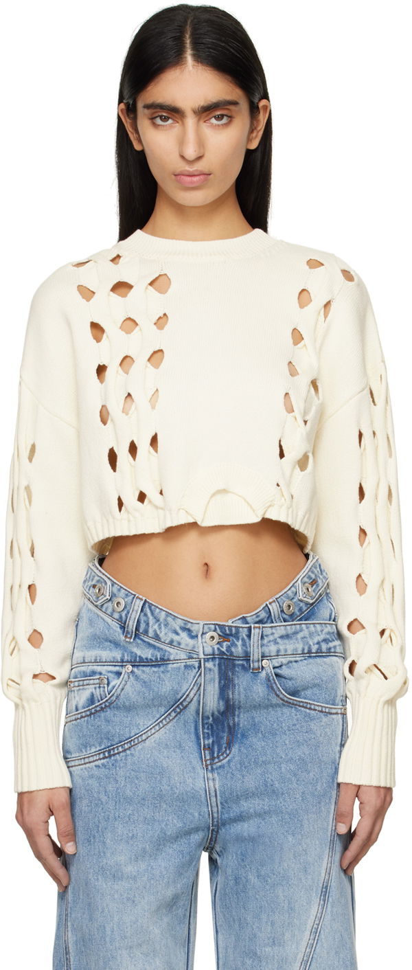 Villapaita Feng Chen Wang Feng Chen Wang Cutout Cropped Sweater Valkoinen | FWS17KT07