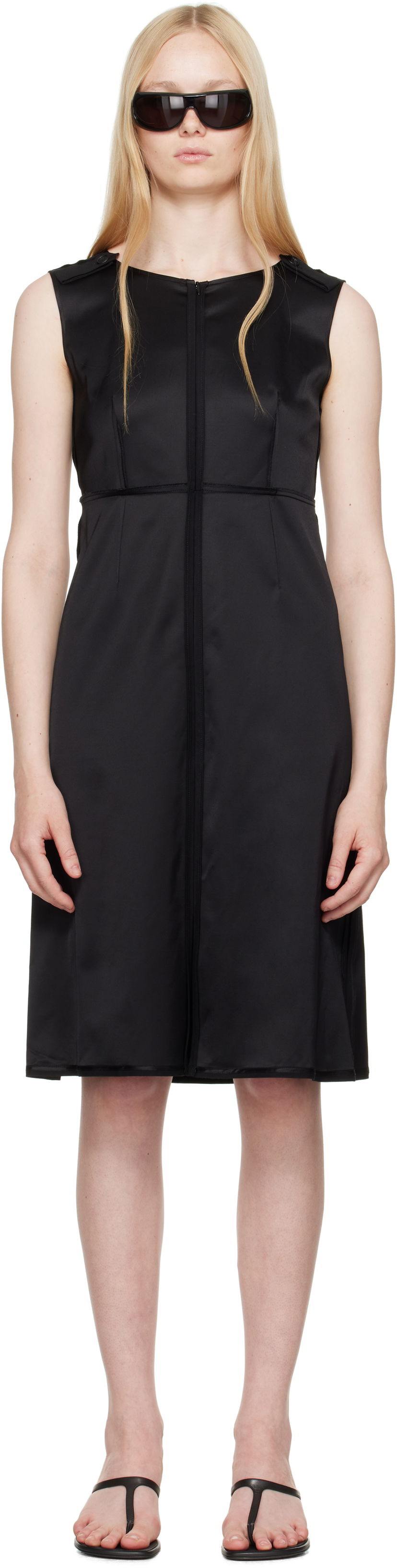 Mekko Maison Margiela MM6 Maison Margiela Satin Stretch Midi Dress Musta | S62DA0048 M35143