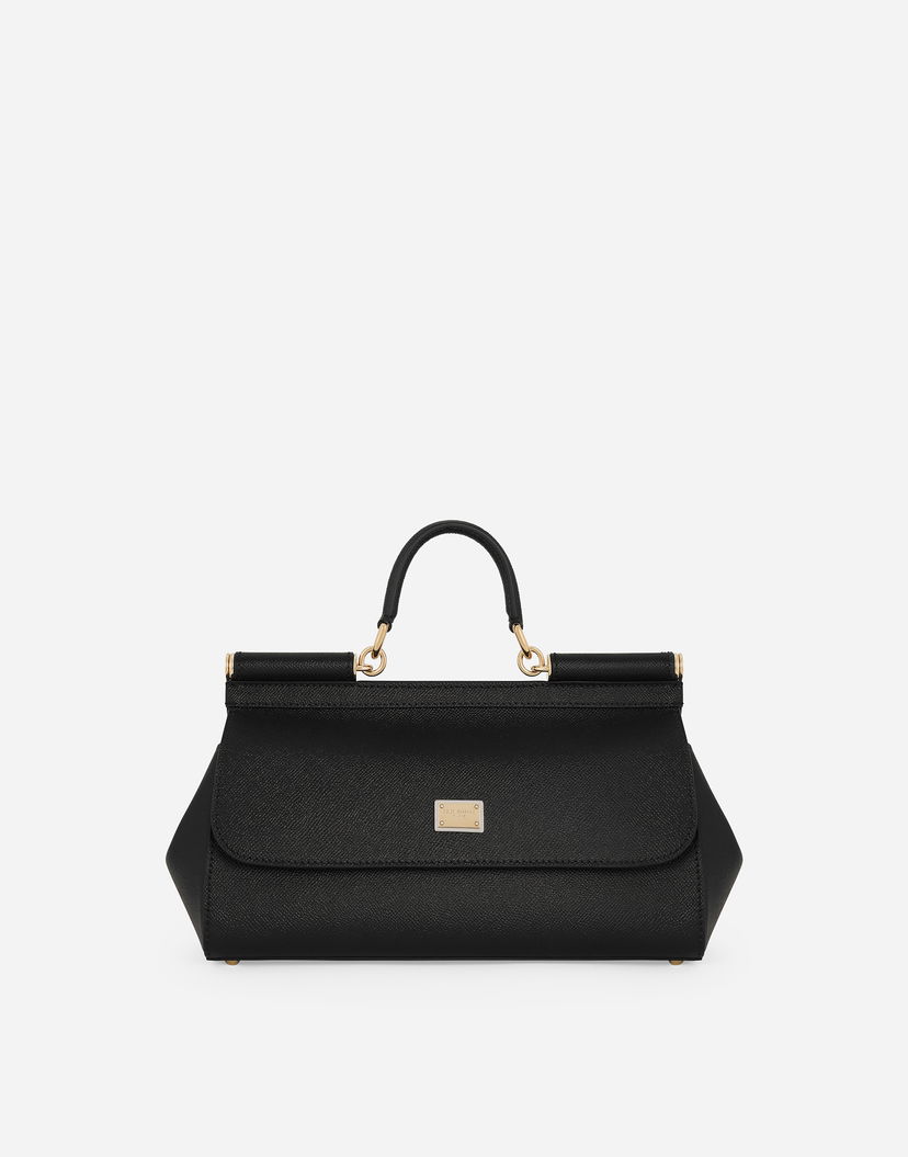 Käsilaukku Dolce & Gabbana Dolce & Gabbana Sicily Elongated Leather Handbag Musta | BB7117A100180999