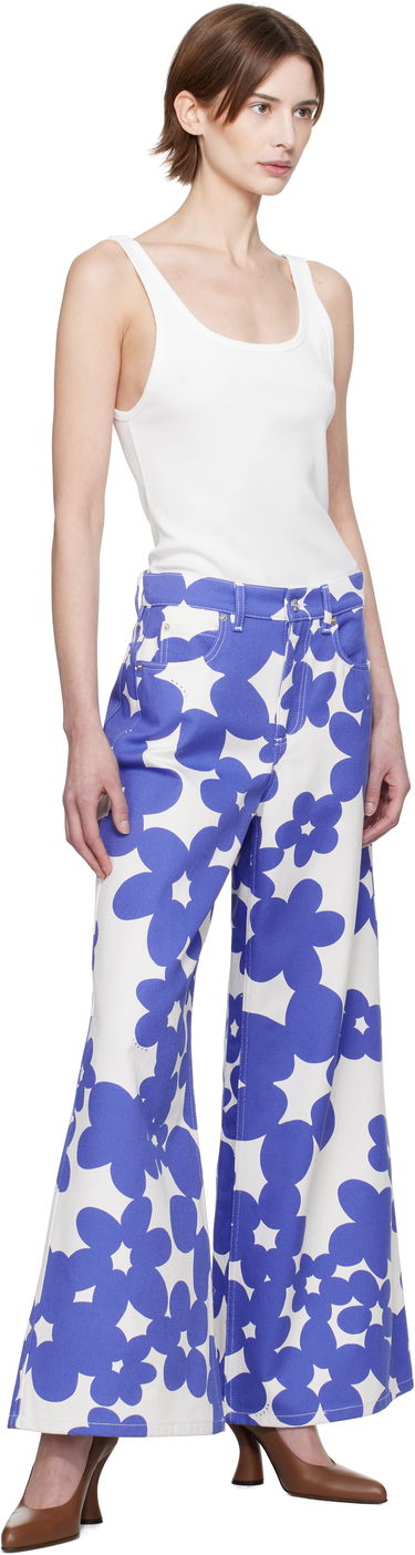 Housut Marni Marni Floral Print Wide-Leg Trousers Valkoinen | PAMA0514S0 UTC462, 3