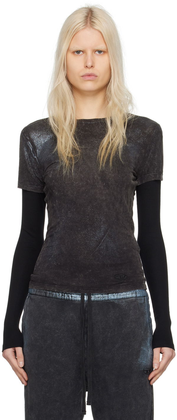 T-paita Diesel T-Miwa Long Sleeve T-Shirt Musta | A12162 0DPAN