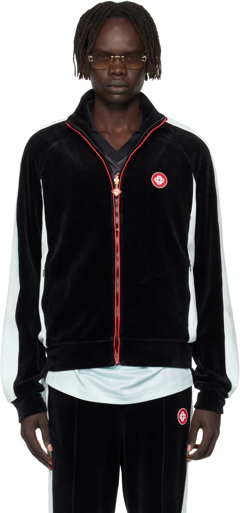 Takki Casablanca Casablanca Velour Track Jacket Musta | MPF25-JTP-395-01