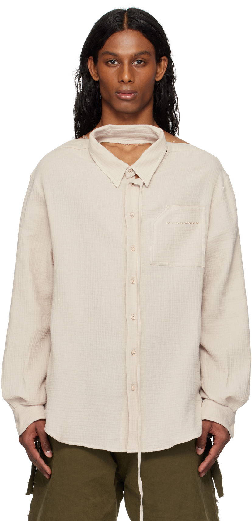 Paita Ottolinger Ottolinger Oversized Cut-Out Mousseline Shirt Beige | 111-400411-01