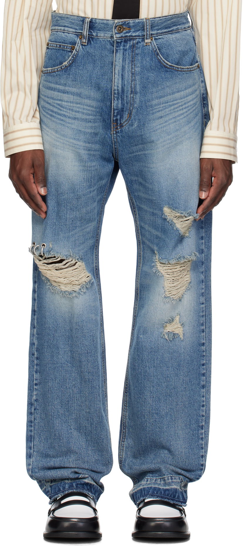 Jeans We11done We11done Distressed Jeans Sininen | WD-DP0-25-333-M-BL