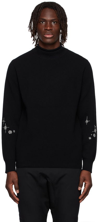 Villapaita We11done Cashmere Star Embroidered Turtleneck Sweater Musta | WD-KT1-22-646-U-BK, 0