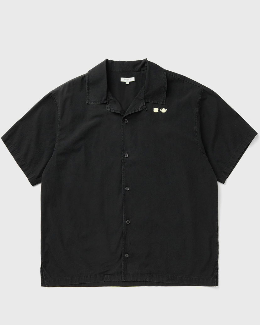 Paita JW Anderson Teacup and Teapot Embroidered Camp Collar Short Sleeve Shirt Musta | SH0371-PG1823-781