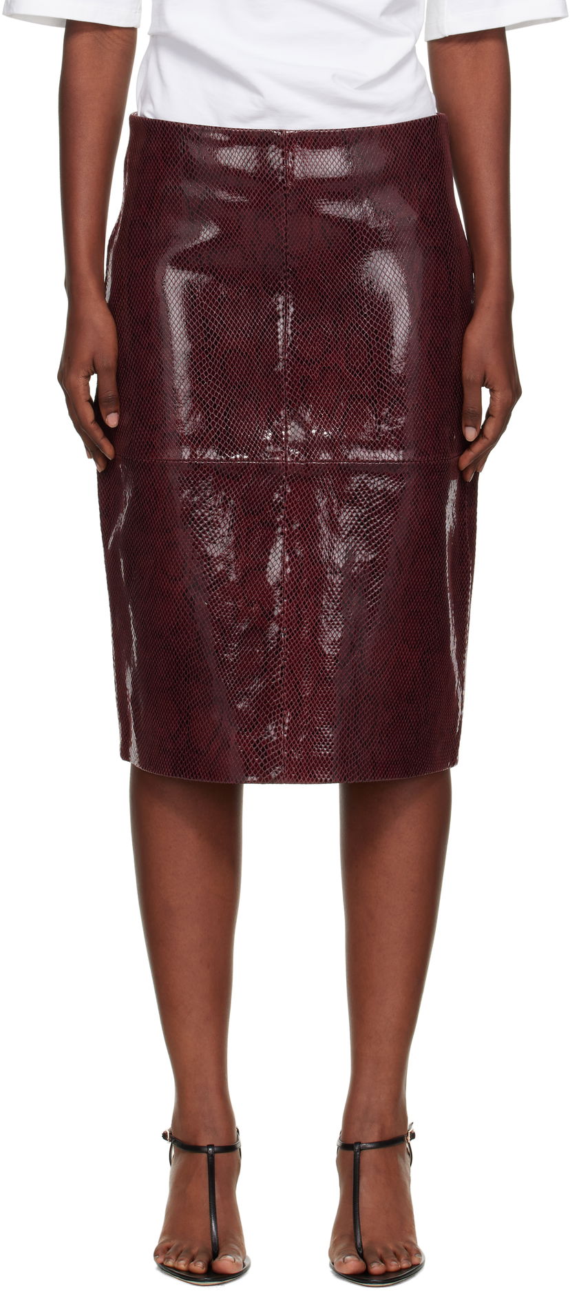 Hame Róhe Róhe Snake Leather Midi Skirt Burgundia | 416-32-166