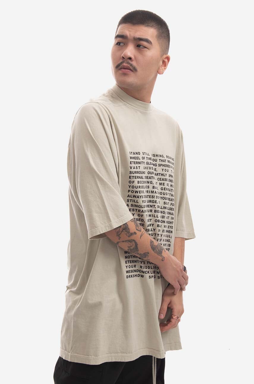 T-paita Rick Owens Knit Jumbo Short Sleeve T-Shirt with Wesendonck Lieder Wagner Print from DRKSHDW Spring Summer 2023 Collection Beige | DU01C6274.RNEP3.PEARL, 1