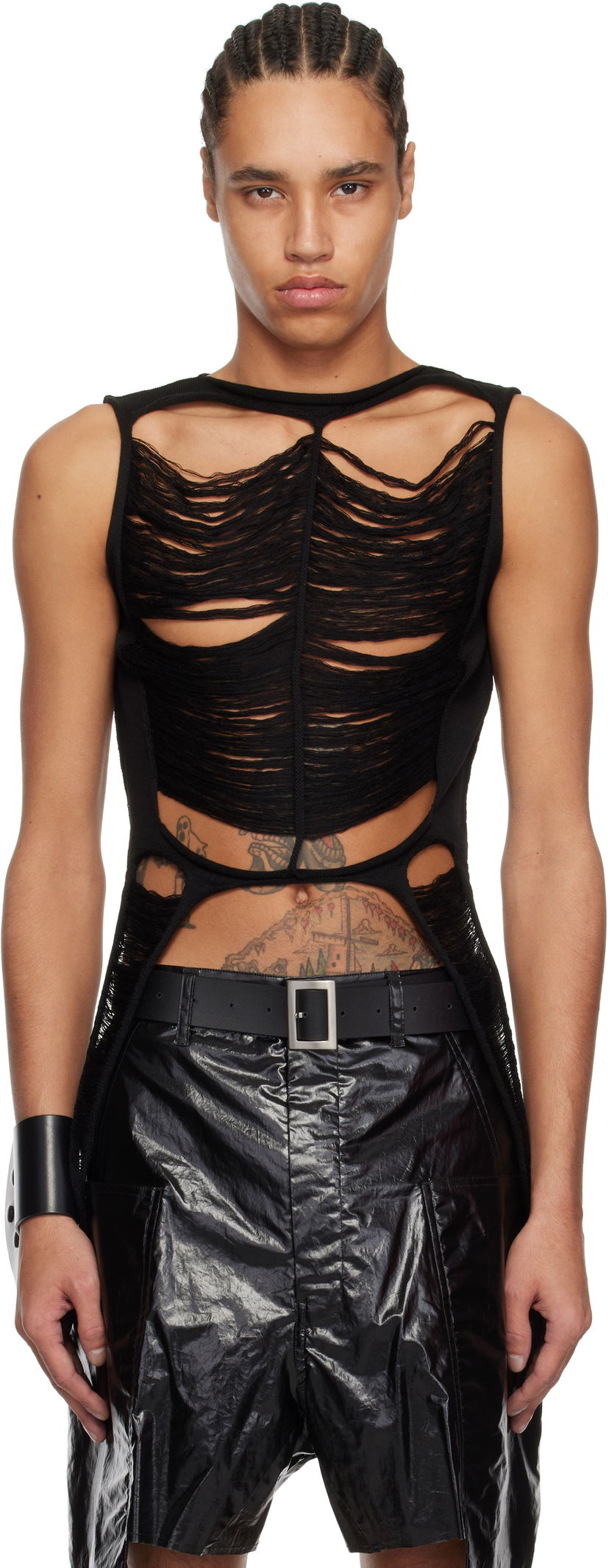 Tankkitoppi Rick Owens Rick Owens Hollywood SL Cutout Tank Top Musta | RR01E5670 KGRIDM