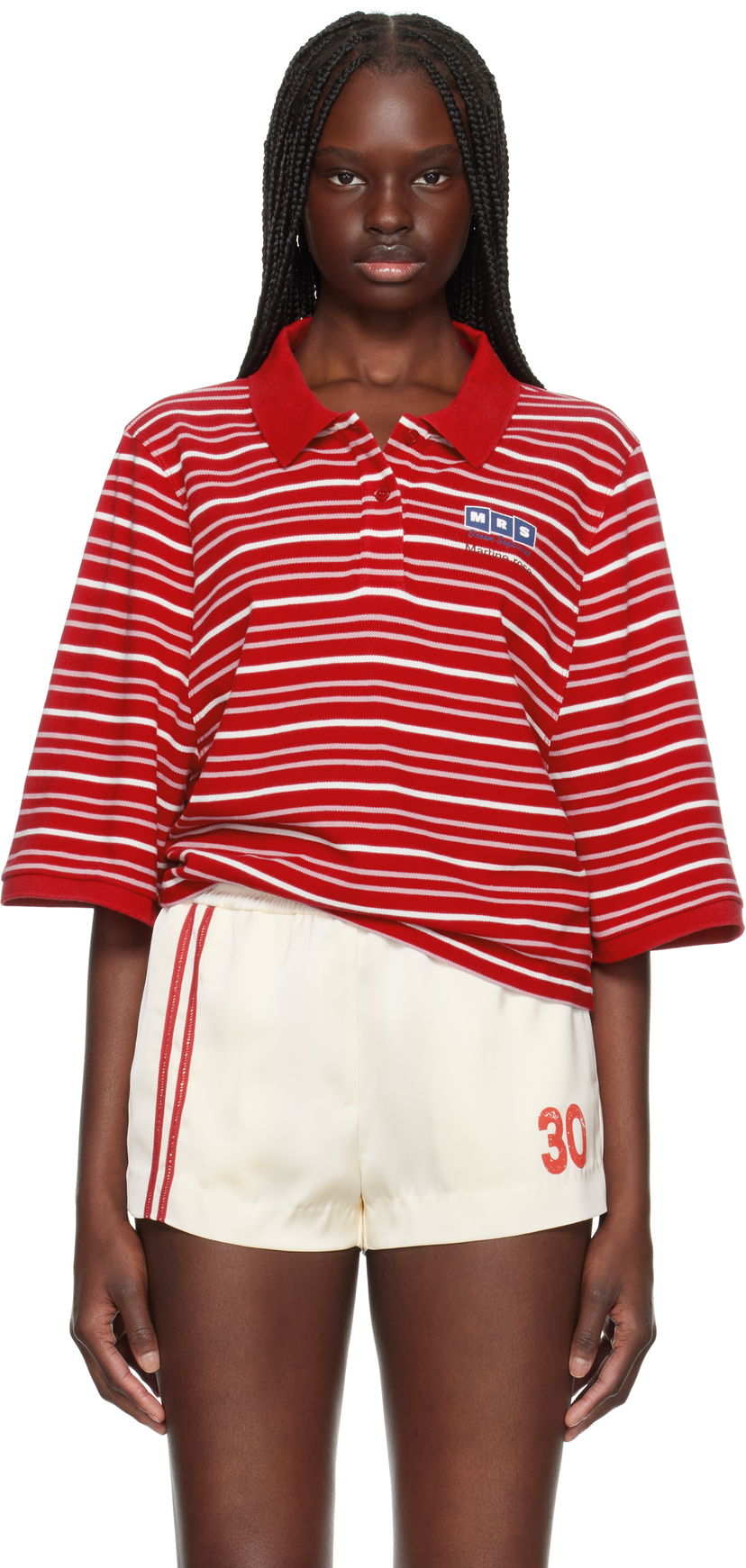 Poolopaita Martine Rose Martine Rose Shrunken Striped Polo Punainen | 659JE02104O