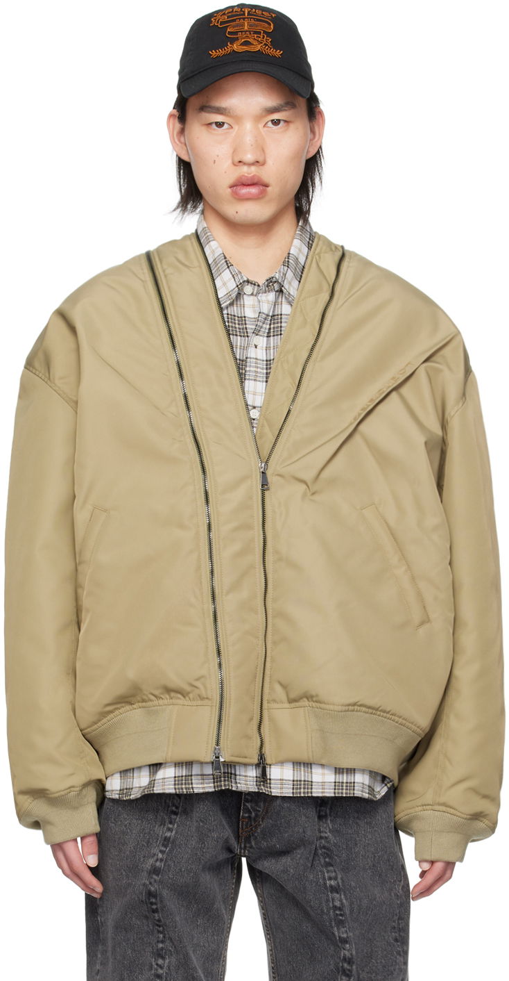 Bomber-takki Y/PROJECT Beige Double Zip Bomber Jacket Beige | 203JA002
