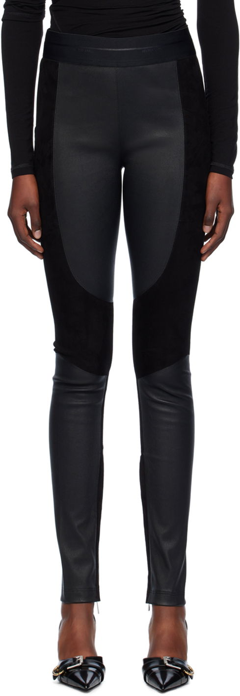 Leggingsit Helmut Lang Racer Leather Leggings Musta | O06HW202