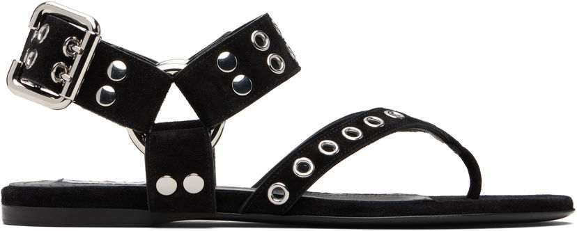 Tennarit ja kengät Alaïa ALAÏA Suede Calfskin Thong Sandals Musta | AA3S134CK177