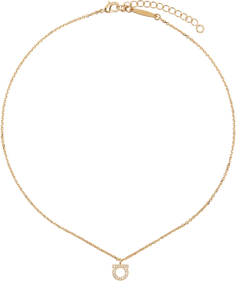 Kaulakoru FERRAGAMO Salvatore Ferragamo Gancini Crystal Pendant Necklace Metallinen | 696654