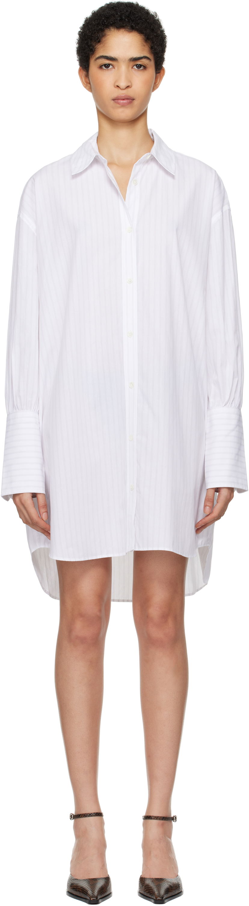 Paita Anine Bing ANINE BING Striped Lake Mini Shirt Dress Valkoinen | A-02-10562-MTL31