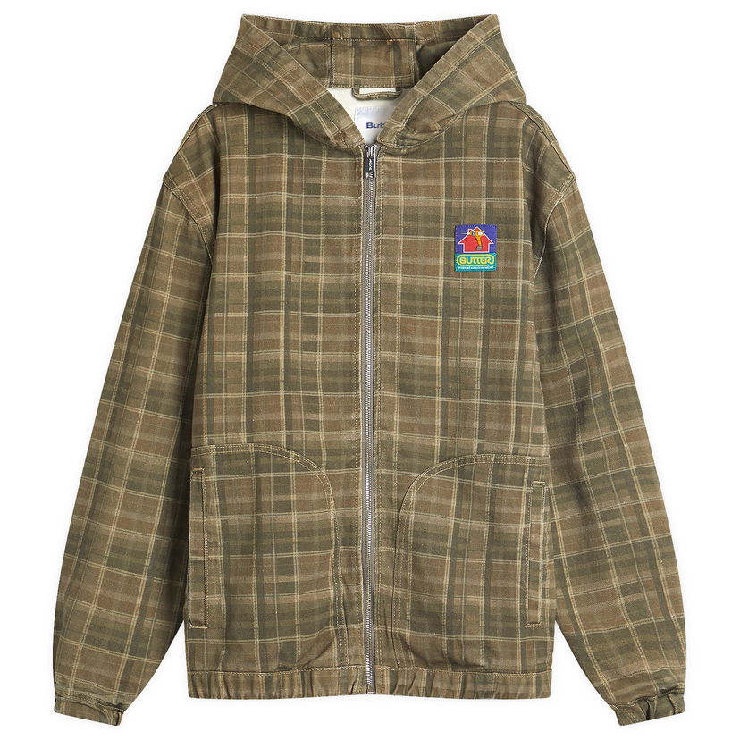 Takki Butter Goods Butter Goods Work Jacket Washed Plaid, Size Large Vihreä | BG252604-PLA