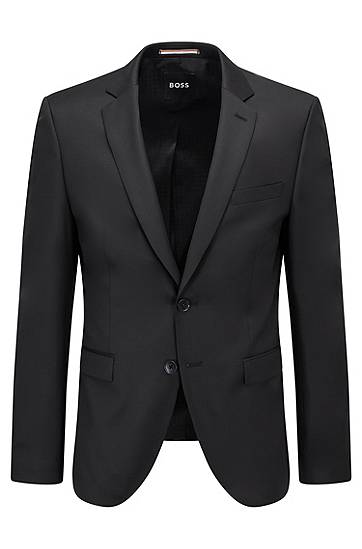 Takki BOSS Extra-Slim Fit Virgin Wool Serge Suit Jacket Musta | 50469181