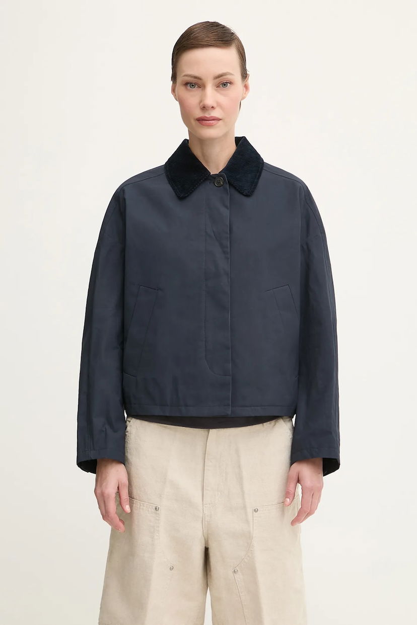 Takki A.P.C. Becca Oversize Cropped Transitional Jacket with Corduroy Collar Tummansininen | COHIL.F02990