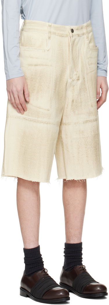 Shortsit Serapis Serapis Tar-Painted Wide Sailor Shorts Beige | SS25_WS_4, 1