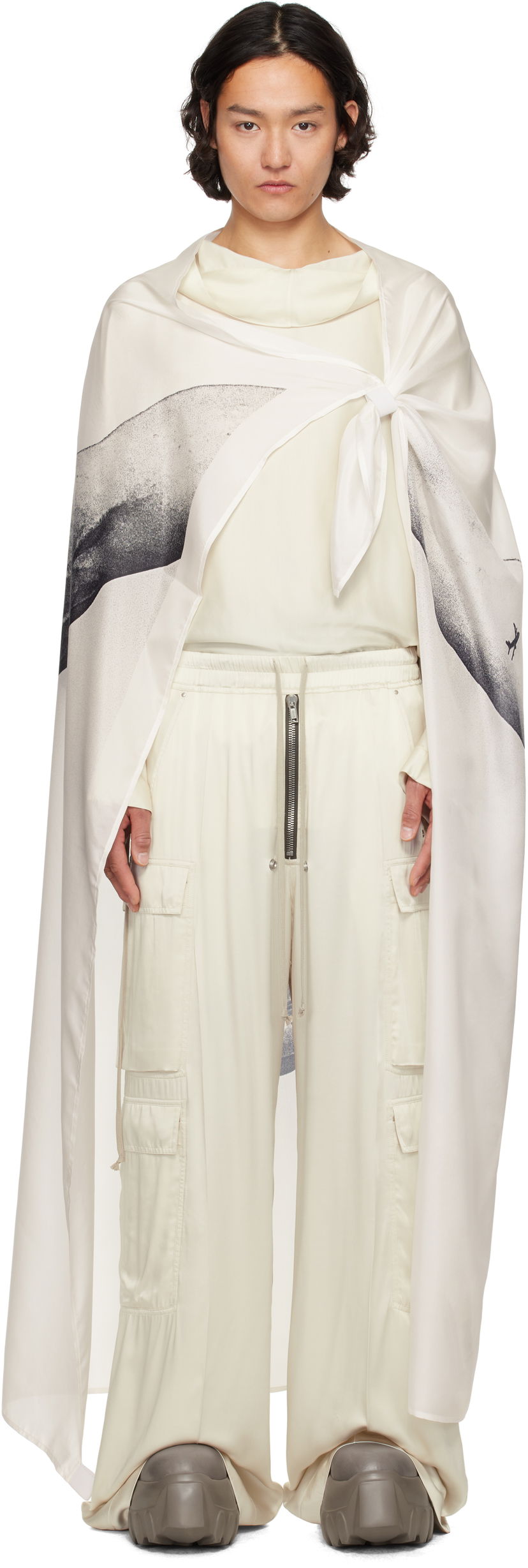 Huivi Rick Owens Rick Owens Hollywood Flag Print Scarf Valkoinen | RR01E5431 SHP3