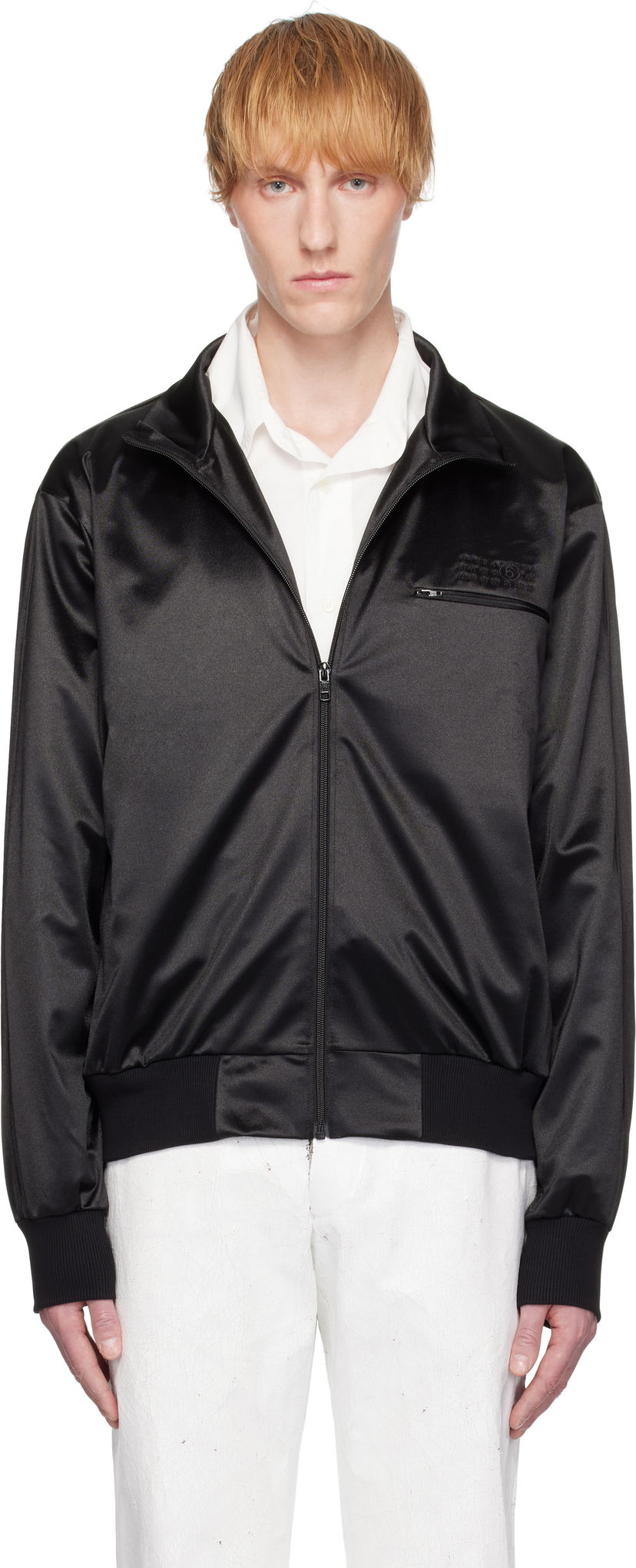 Bomber-takki Maison Margiela MM6 Maison Margiela Embroidered Track Jacket Musta | SH2HG0003 S78140