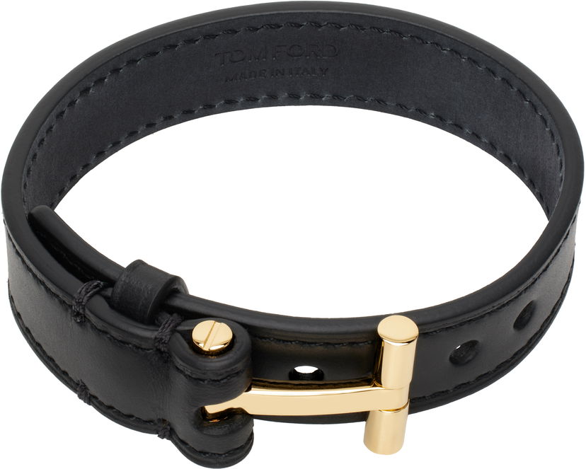 Rannerengas Tom Ford Tom Ford T Leather Bracelet Musta | JM002-LCL008G