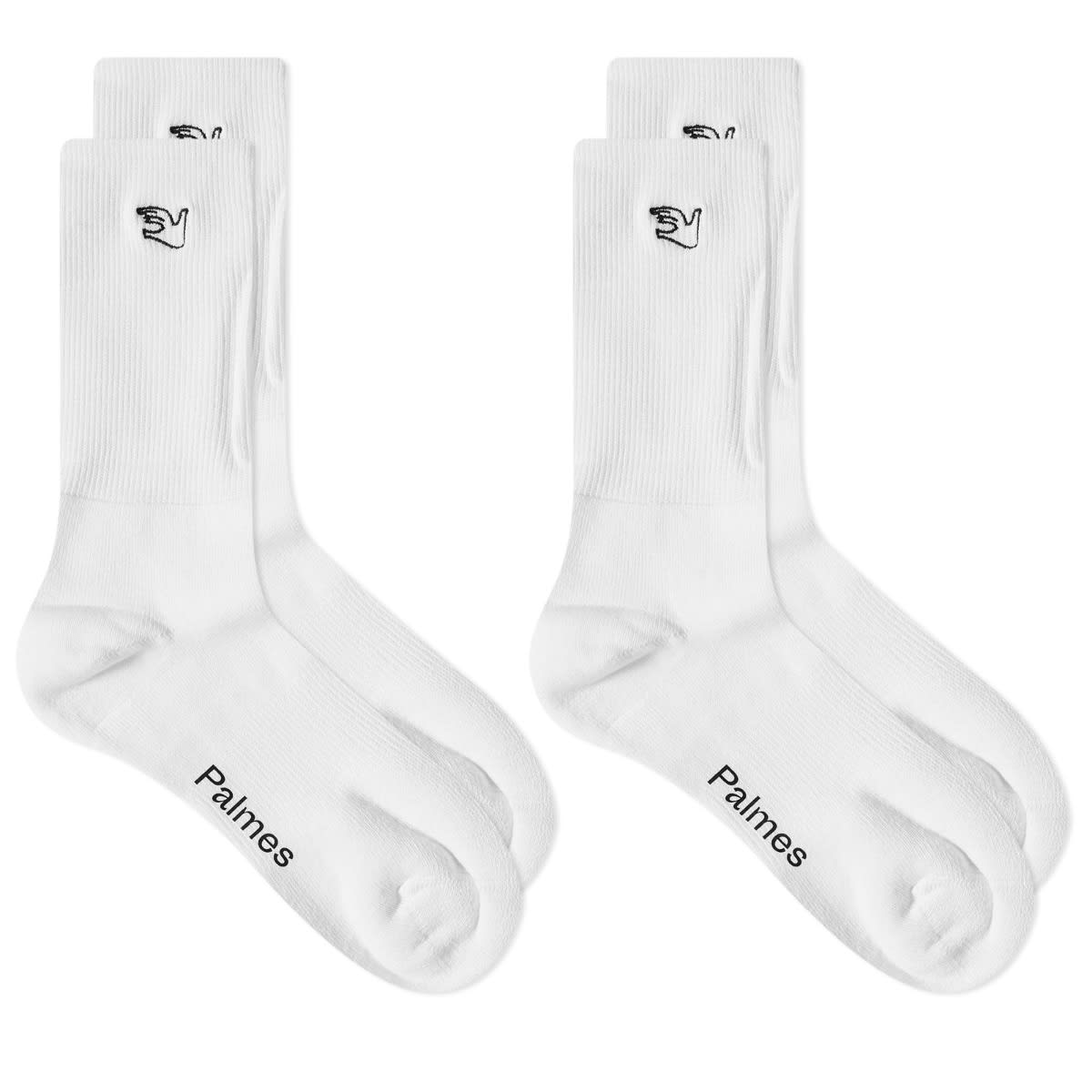 Sukat Palmes Mid 2-Pack Socks Valkoinen | 00090006-WHT, 0