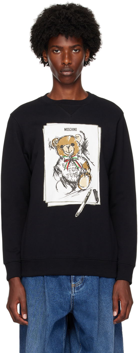 Villapaita Moschino Teddy Bear Sweatshirt Musta | 242ZZV171152281555