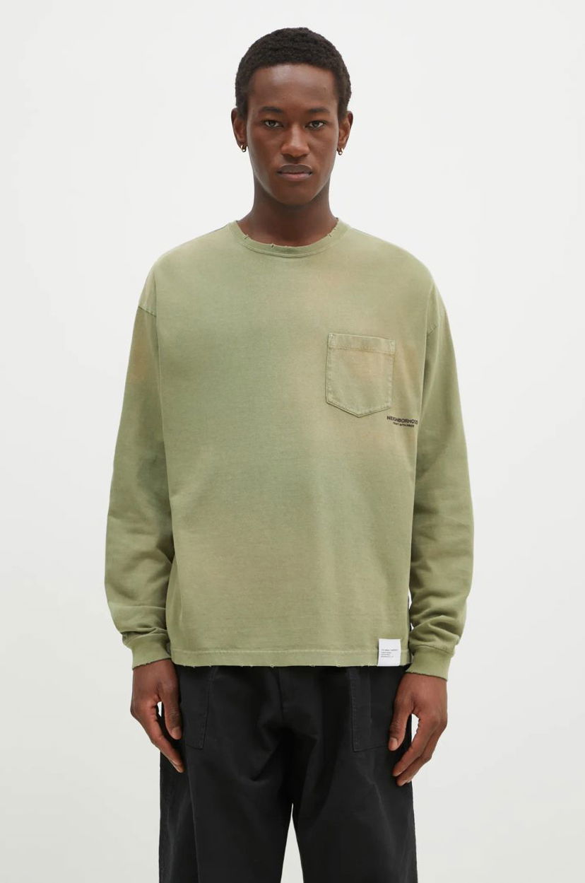 T-paita Neighborhood NEIGHBORHOOD Long Sleeve T-Shirt Vihreä | 242FPNH.CSM15
