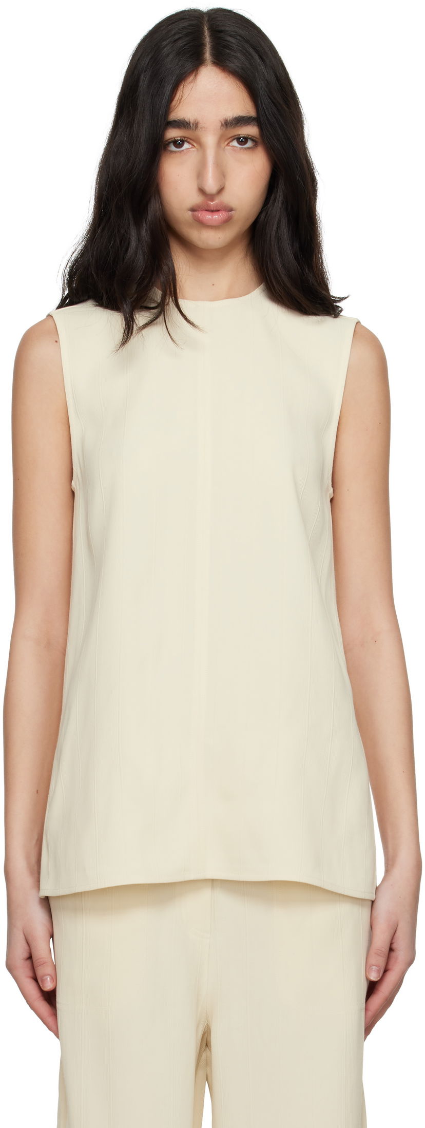 Tankkitoppi TOTEME TOTEME Women's Sleeveless Knit Top Beige | 252-WRT0508-FB0192