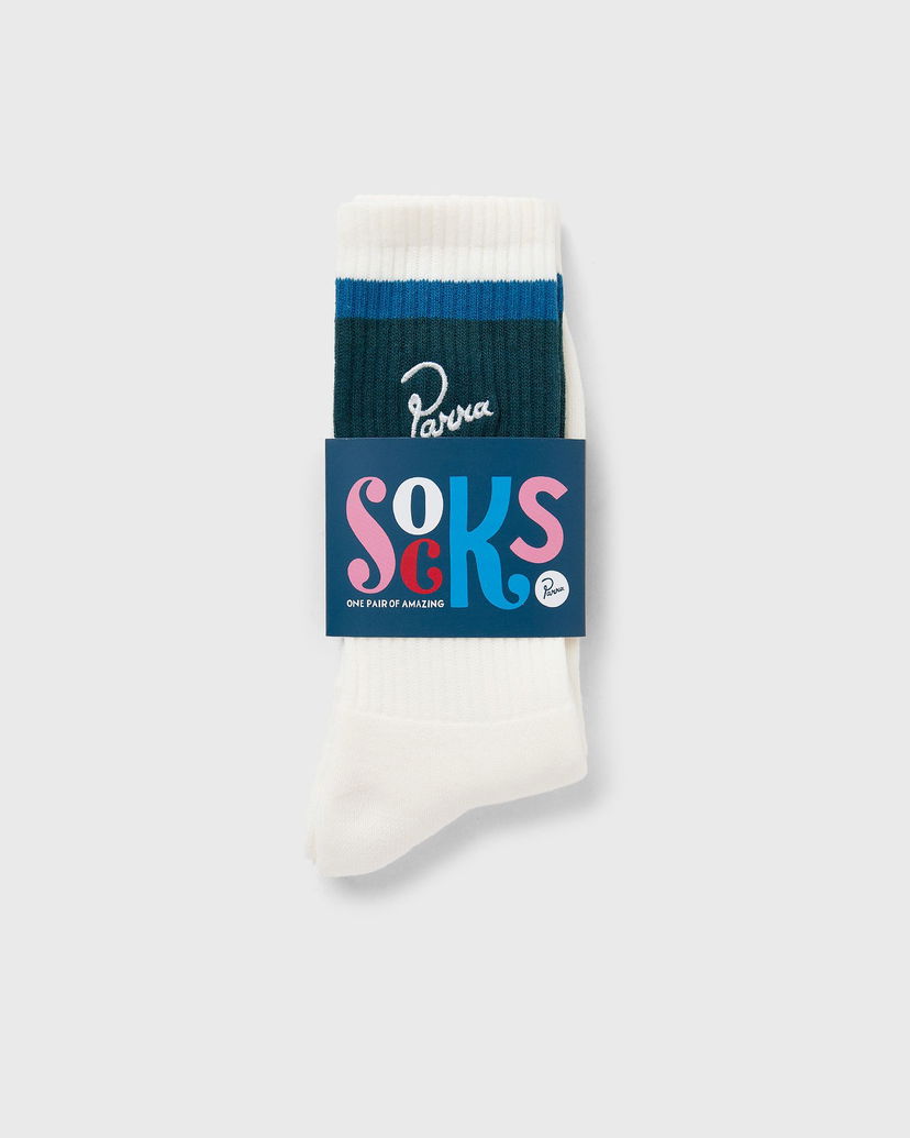 Sukat By Parra Signature Striped Crew Socks Valkoinen | 54175