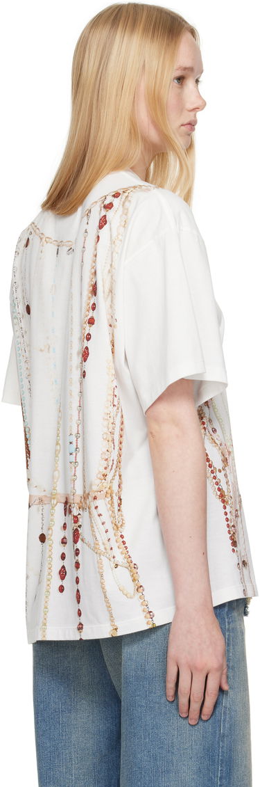 T-paita Maison Margiela MM6 Maison Margiela Jersey T-Shirt with Beaded Graphic Valkoinen | S62GD0201 M20113, 2