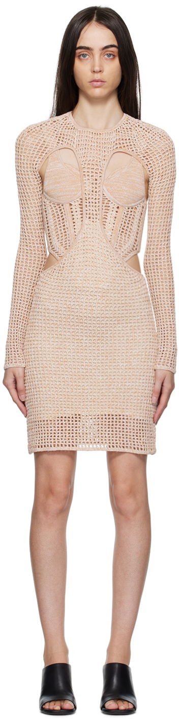 Mekko Dion Lee Dion Lee Stirrup Knit Mini Dress Beige | A7644F22