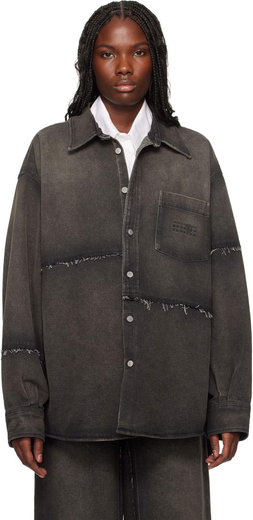 Paita Maison Margiela MM6 Maison Margiela Long-Sleeved Reconstructed Denim Shirt Musta | SH2DT0009 S30848