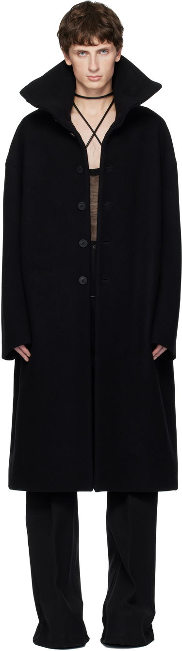 Takit Rick Owens Concordians Dracucollar Long Coat Musta | RR02E1900 WSF, 0