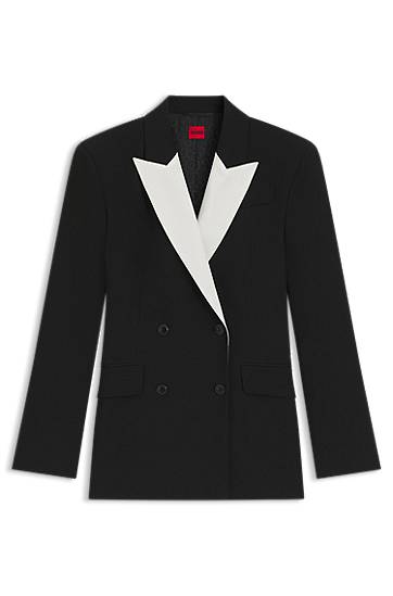 Takki BOSS Regular Fit Contrast Lapel Blazer Musta | 50544752, 0