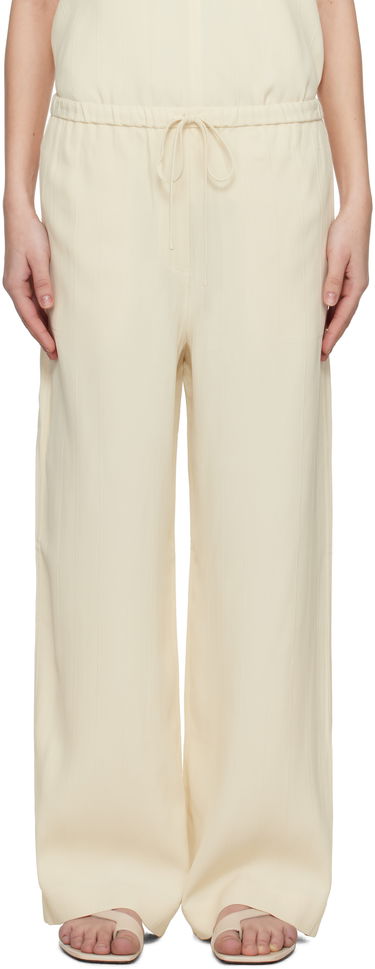 Haalari TOTEME TOTEME Woven Stripe Drawstring Trousers Beige | 252-WRB1709-FB0192, 0