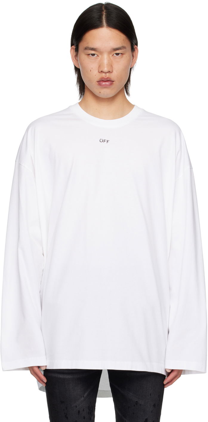 T-paita Off-White White Off Stamp Long Sleeve T-Shirt Valkoinen | OMAB091C99JER0010110