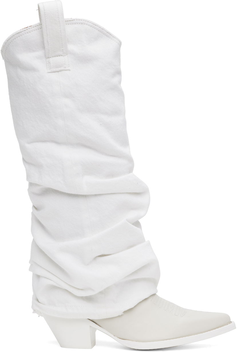 Vaatteet R13 R13 Mid Cowboy Denim Sleeve Boots Valkoinen | R13S0107-WHT