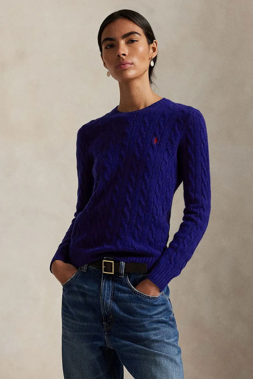 Villapaita Polo by Ralph Lauren Cable-Knit Sweater Violetti | 211971865012