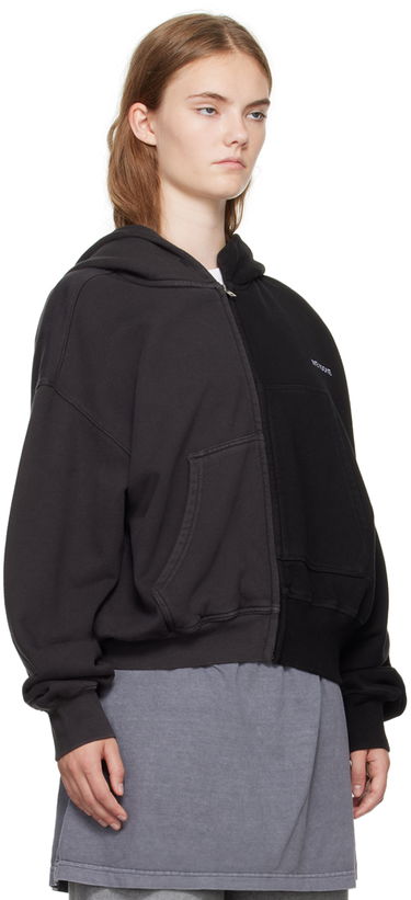 Huppari We11done Unbalance Zip-Up Hoodie Musta | WD-TJ2-24-816-U-MX, 1